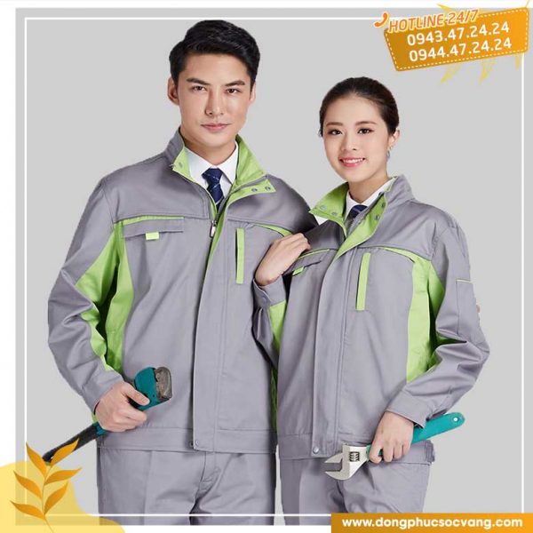 Đồng phục kỹ sư cao cấp xám phối xanh