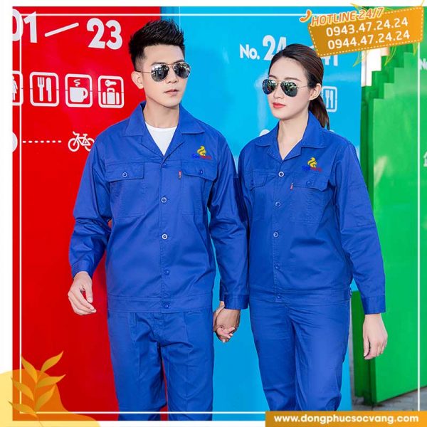 Quần áo công nhân xanh bích cao cấp