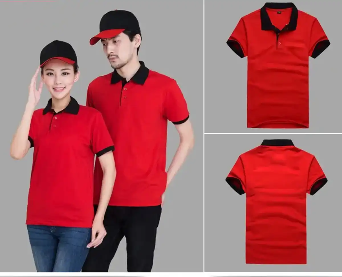 áo thun công nhân SV4 - đỏ cổ đen