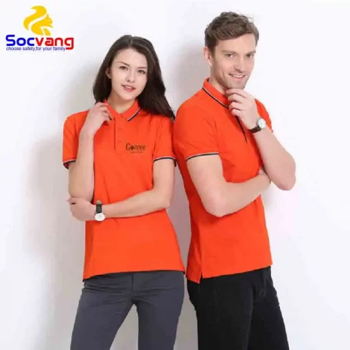 áo thun đồng phục công sở mẫu sv02 màu cam đậm