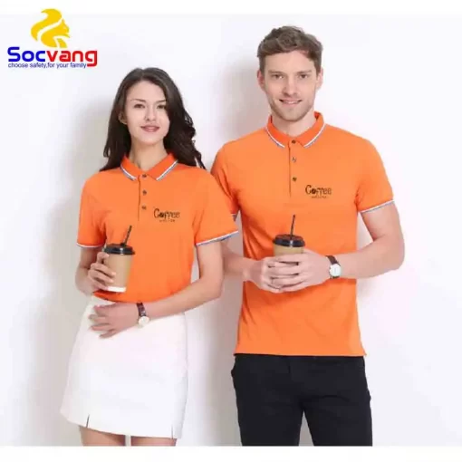 áo thun đồng phục công sở mẫu sv02 màu cam