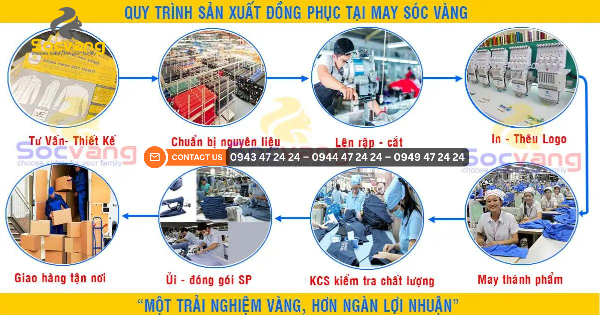 Dịch vụ đặt đồng phục may sẵn và thiết kế riêng chất lượng cao Liên Hệ Với Đồng Phục Sóc Vàng.